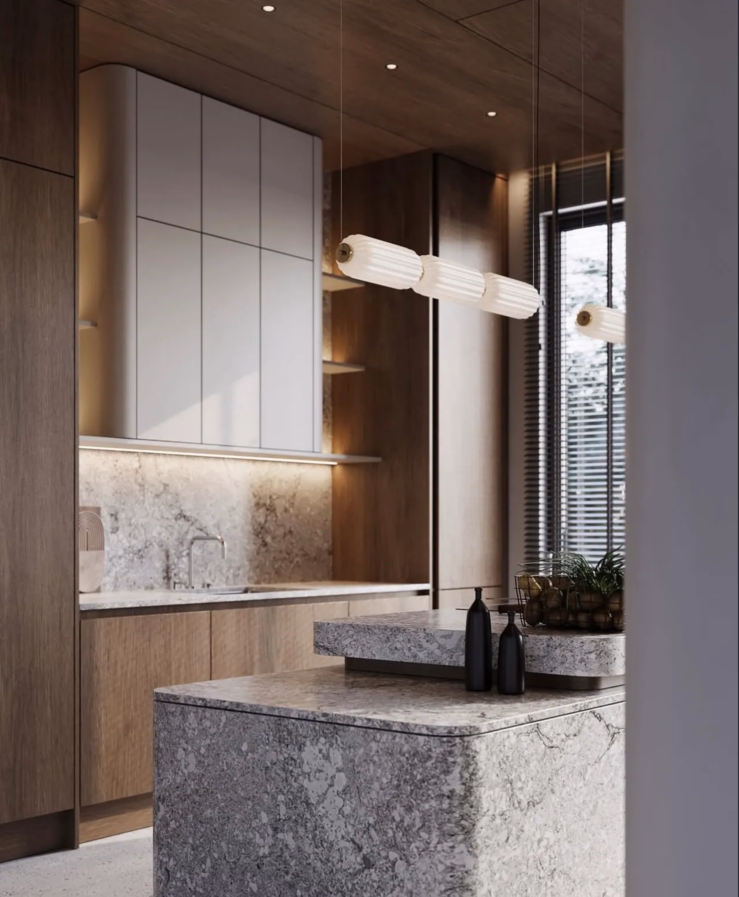 Quiet corner with sculpted light
